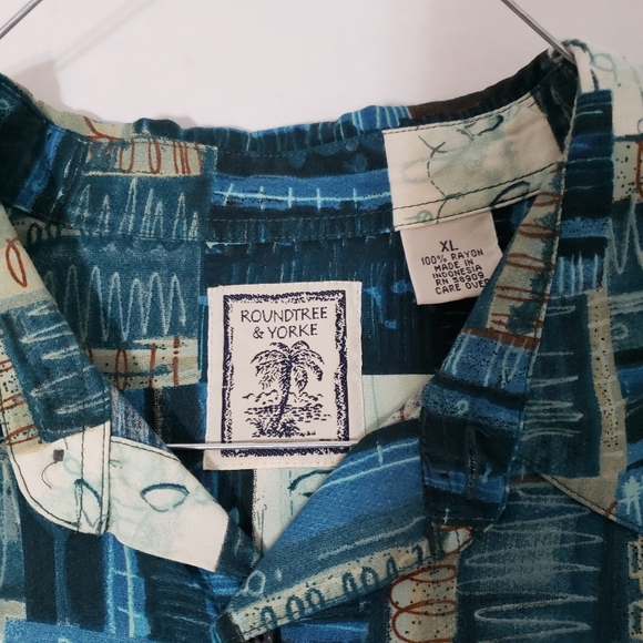 Roundtree & Yorke short sleeve button up Hawaiian camp shirt Mens XL multicolors - Picture 2 of 5